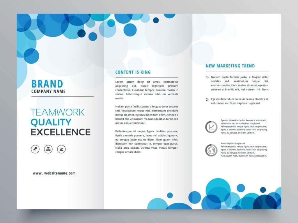 stylish creative blue circles trifold brochure Pol Print